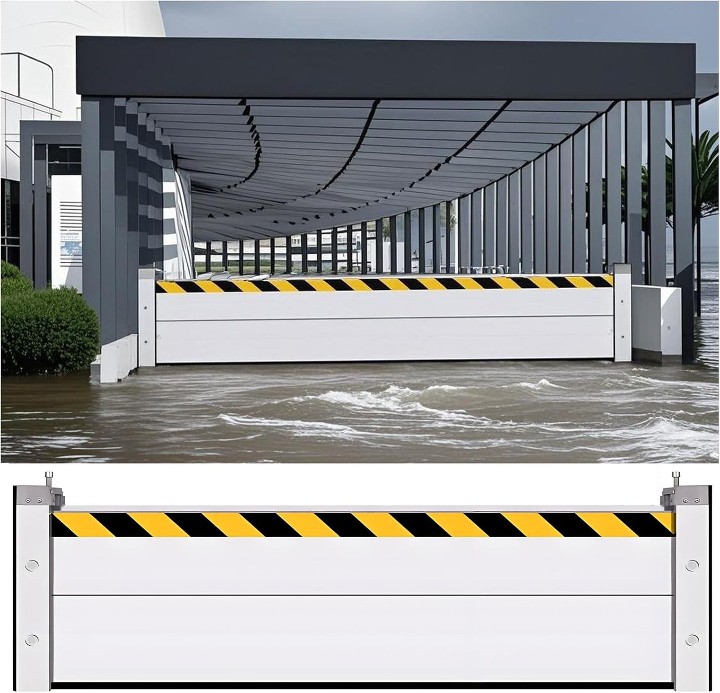Flood Barriers for Home Exterior - Aluminum Alloy Outdoor Easy Flood Barrier Garage Doors Water Barriers for Flooding,H15.7 Inch/L6.5FT