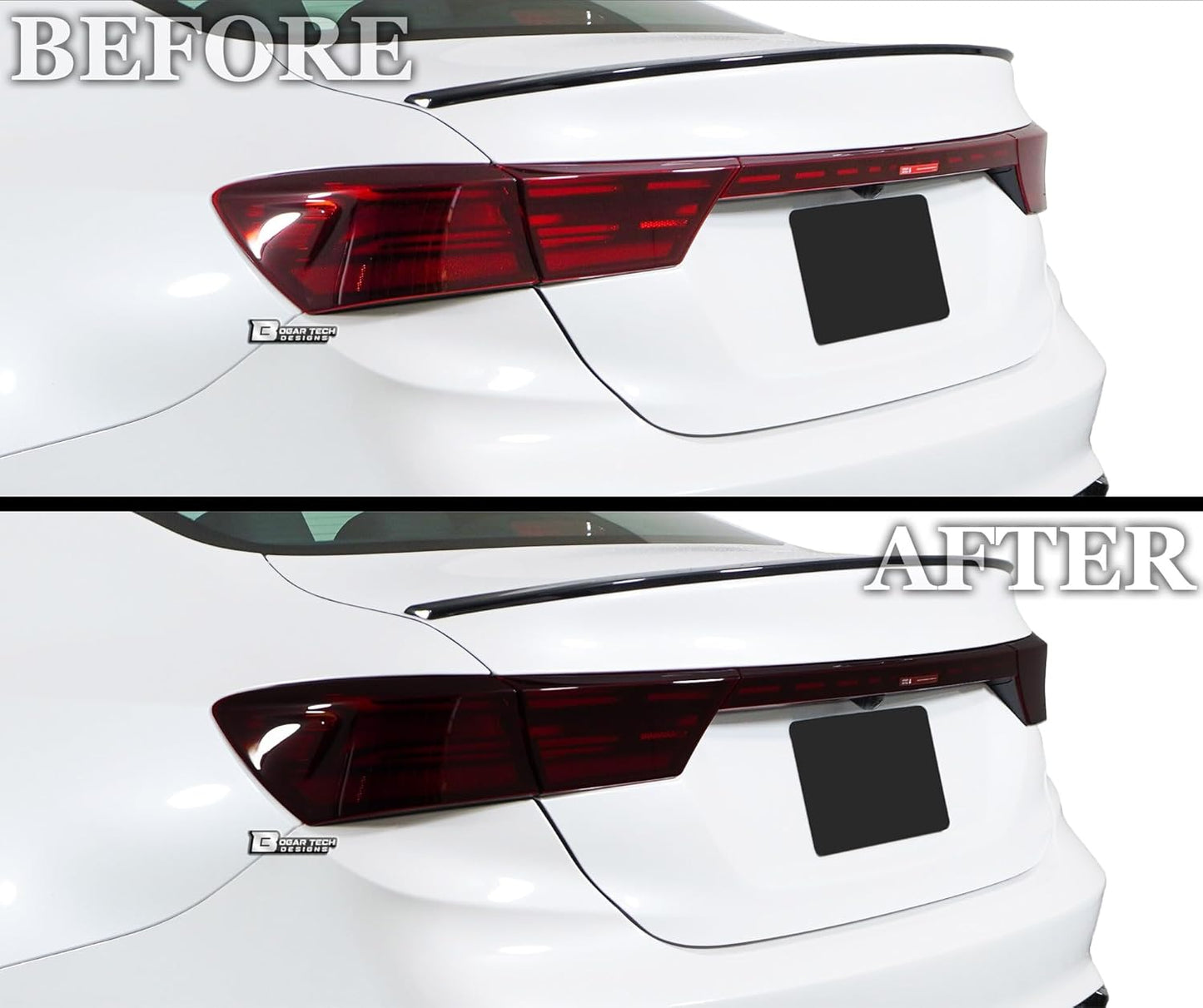 BOGAR TECH DESIGNS Full Headlight Taillight Reflector Sidemarker Head Tail Light Tint Kit Compatible with Kia Forte 2022-2024, Dark Smoke