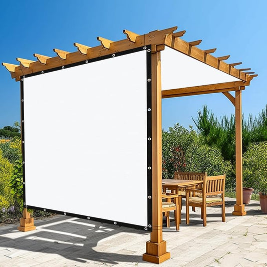 Amagenix 90% Pergola Shade Cover 12' X 12' Sun Shade Cloth with Grommets for Outdoor Garden Patio Porch, Commercial Grade 200 GSM - Cable Zip Ties Included (We Customized) GN108, White