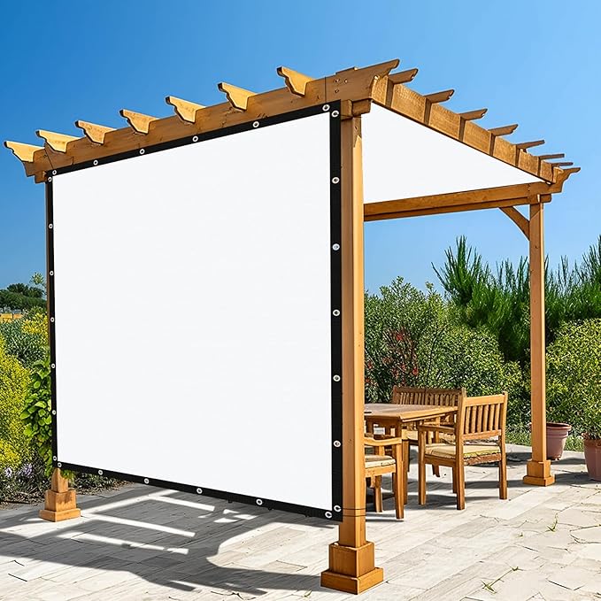 Amagenix 90% Pergola Shade Cover 10' X 24' Sun Shade Cloth with Grommets for Outdoor Garden Patio Porch, Commercial Grade 200 GSM - Cable Zip Ties Included (We Customized) GN108, White