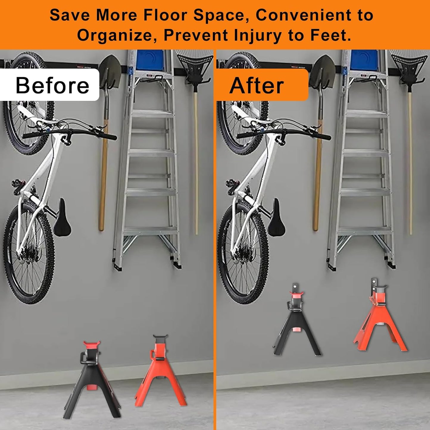 6 Pack Jack Stands Wall Mount Organizer, Car Jack Stand Wall Hooks for Hanging, Universal Upgrade Designed Garage Hook, Heavy Duty Hooks Fits 2 & 3 & 4 & 5 & 6 Ton Heavy Duty Jack Stand