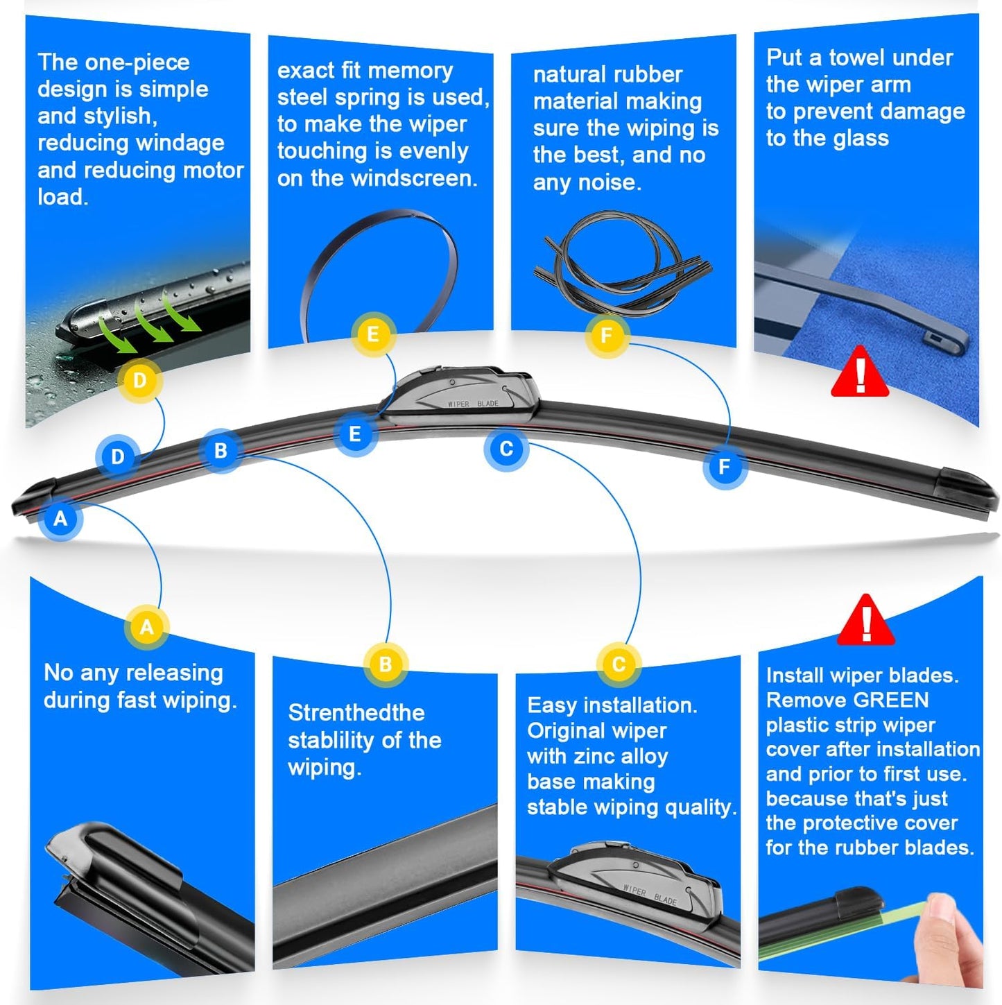 Windshield Wiper Blades Replacement for Honda CRV CR-V 2017 2018 2019 2020 2021 2022 Original Factory Quality Front Rear Wipers Blade Set for My Car - 26" 17" 12" (Pack of 3)