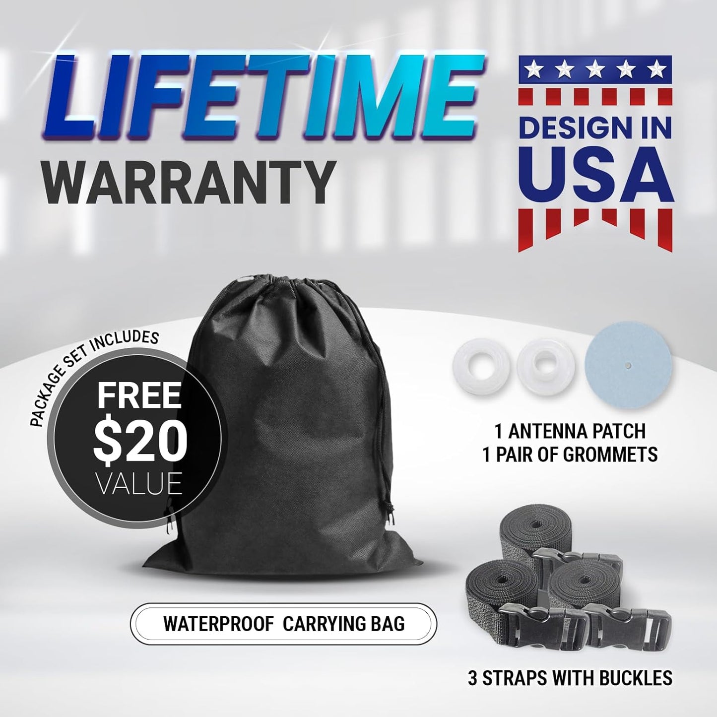 iCarCover Custom Car Cover for Buick Riviera (1963-1965) Waterproof All-Weather Rain Snow UV Sun Protector Full Exterior Indoor Outdoor Car Cover (Stripe - Gray/Black)