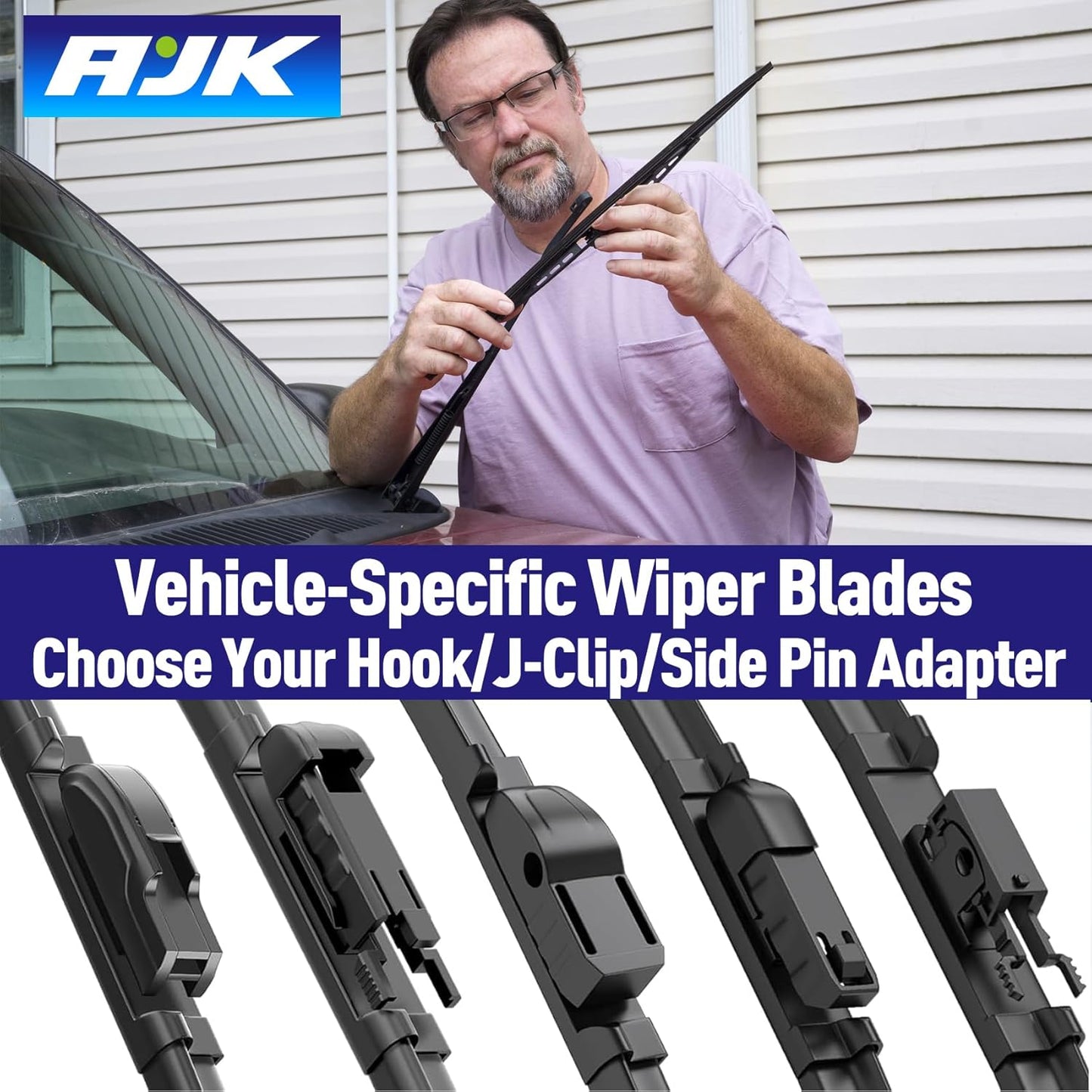 AJK Wiper Blades for Hyundai Santa Fe 2024 2025, 2 Piece All Weather OEM Quality Automotive Replacement Windshield Wiper Blades for My Car