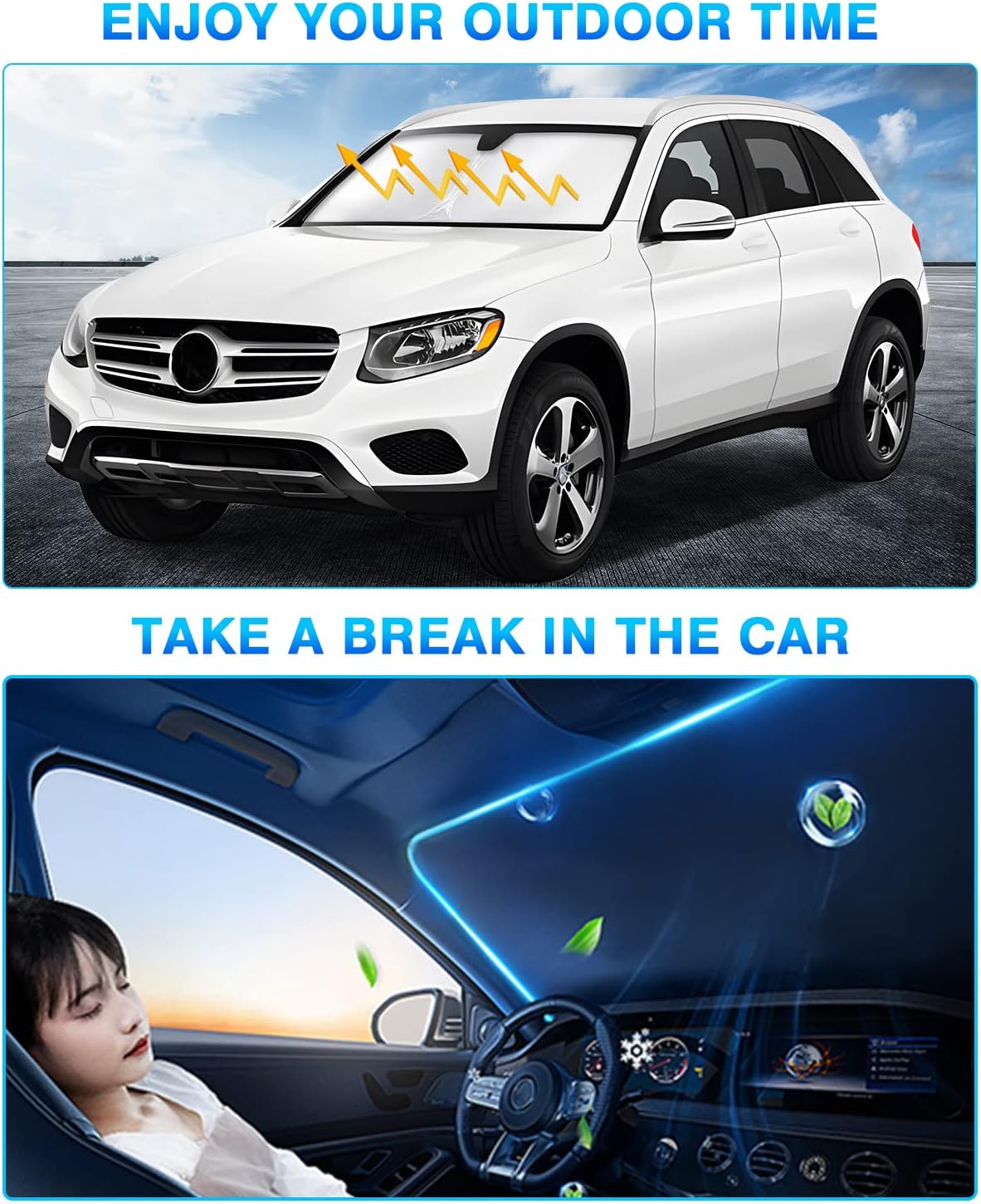 KUST Windshield Sun Shade for Chevy Impala 2014-2020 Window Shade Sun Visor Cover Foldable Blocks UV Rays Keep Your Car Cooler