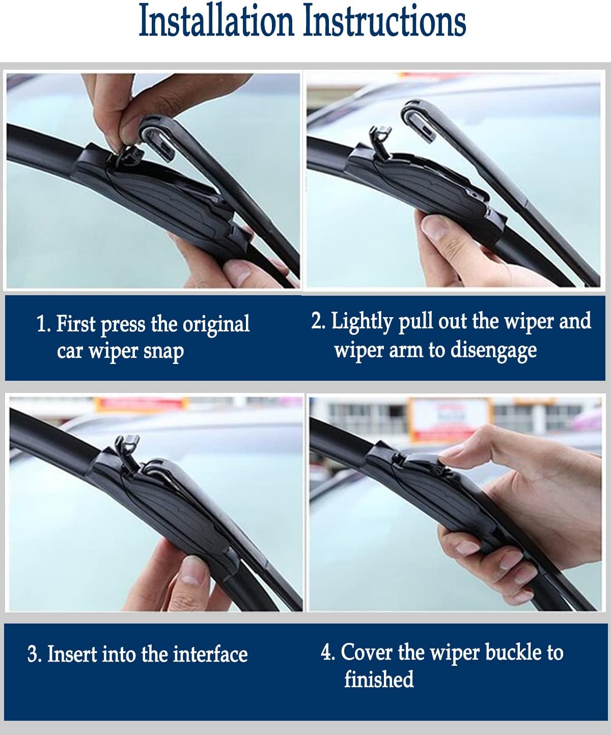 3 Wipers Set for Ford Flex 2009-2019, Windshield Wiper Blades Original Equipment Replacement Front and Rear- 24"/22"/12E" (Pack of 3) J- HOOK