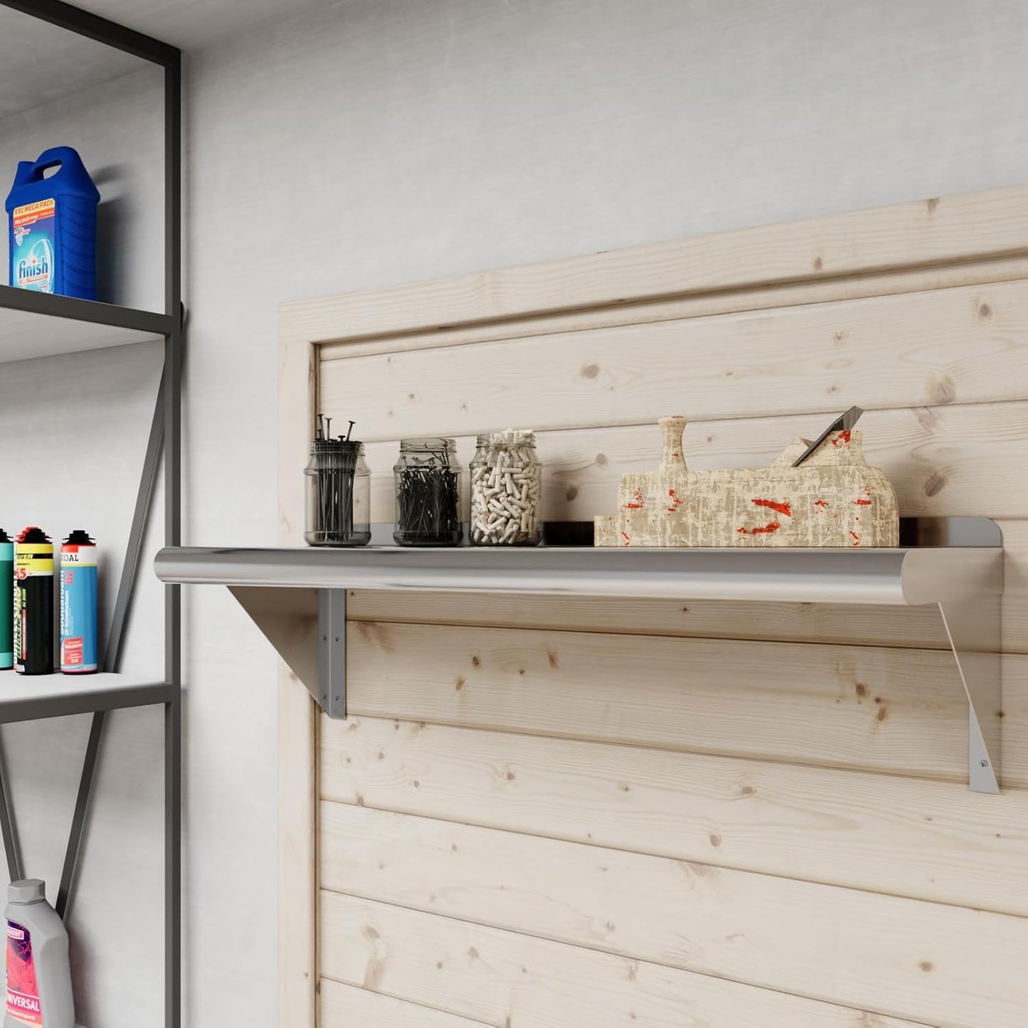 AmGood 30" Long X 10" Deep Stainless Steel Wall Shelf | NSF Certified | Appliance & Equipment Metal Shelving | Kitchen, Restaurant, Garage, Laundry, Utility Room