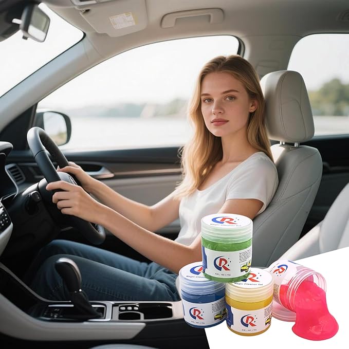 3-Pack Car Cleaning Gels Car Interior Cleaner Putty Slime Auto Detailing Tools Universal Dust Removal Cleaning Kit for Car Accessories Vents 3C Office Scented Rose