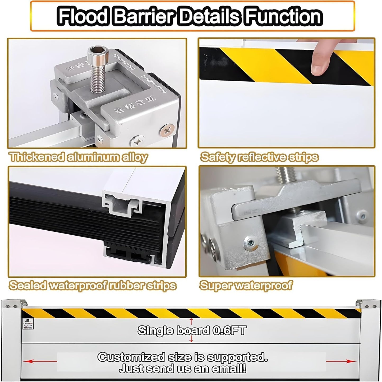 Flood Barriers for Home Exterior - Aluminum Alloy Outdoor Easy Flood Barrier Garage Doors Water Barriers for Flooding,H47.2 Inch/L7FT
