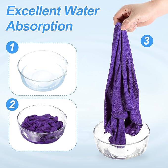 HARFINGTON 2 Pack Microfiber Cleaning Cloth, 71" x 24" Multi-Functional Cleaning Towels Reusable Absorbent Rags for Car Wash Kitchen Household Window Clean, Purple