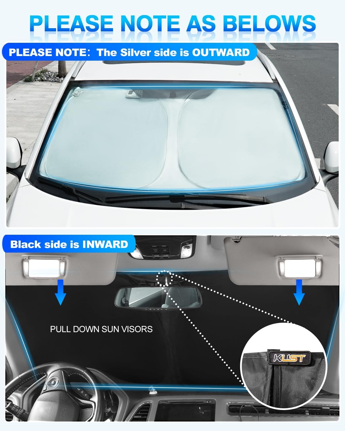 KUST Windshield Sun Shade for Chevy Impala 2014-2020 Window Shade Sun Visor Cover Foldable Blocks UV Rays Keep Your Car Cooler