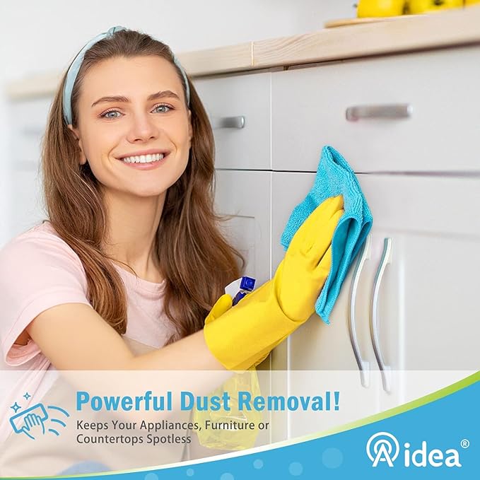 AIDEA Microfiber Cleaning Cloth-8PK, Soft Microfiber Towels for Cars, Absorbent Cleaning Rags, Lint-Free Streak-Free Wash Cloths for House, Kitchen, Window(12in.x16in.)