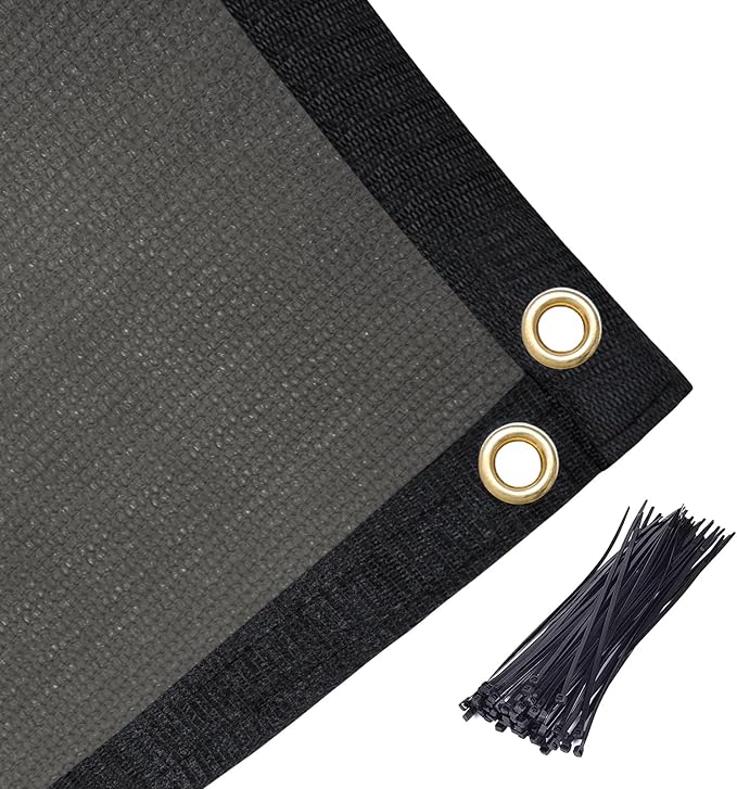 Amagenix 90% Pergola Shade Cover 9'X 19' Dark Gray Sun Shade Cloth with Grommets for Outdoor Garden Patio Porch-Commercial Grade 200 GSM-Cable Zip Ties Included (We Customized)