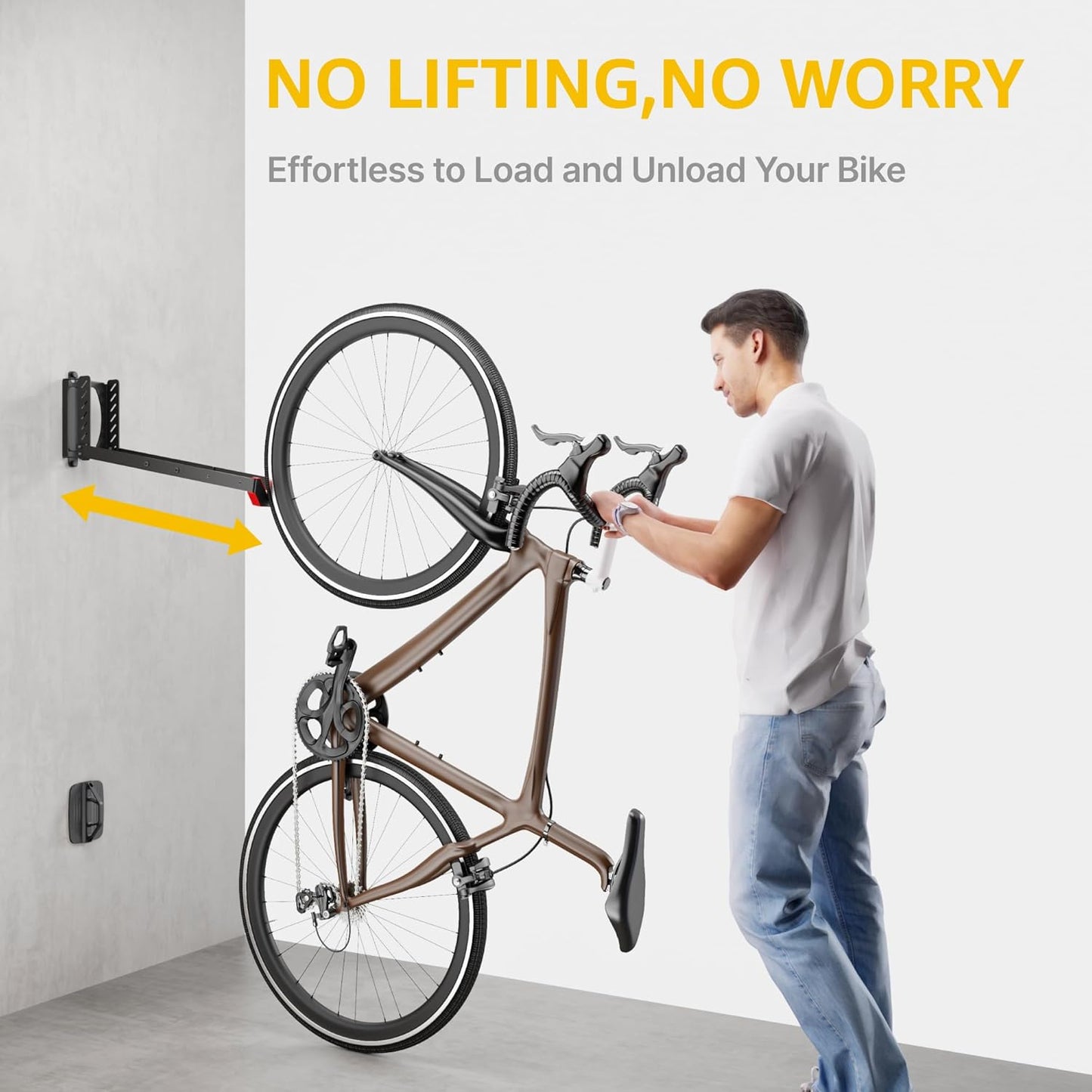 monTEK Swivel Bike Wall Mount, No Heavy Lifting Required Bike Wall Mount, Bike Hangers for Garage, Space-Saving Bike Rack Garage, Easy to Load and Unload, Bike Hanger Can Hold Up to 77 lbs, 2 Pack