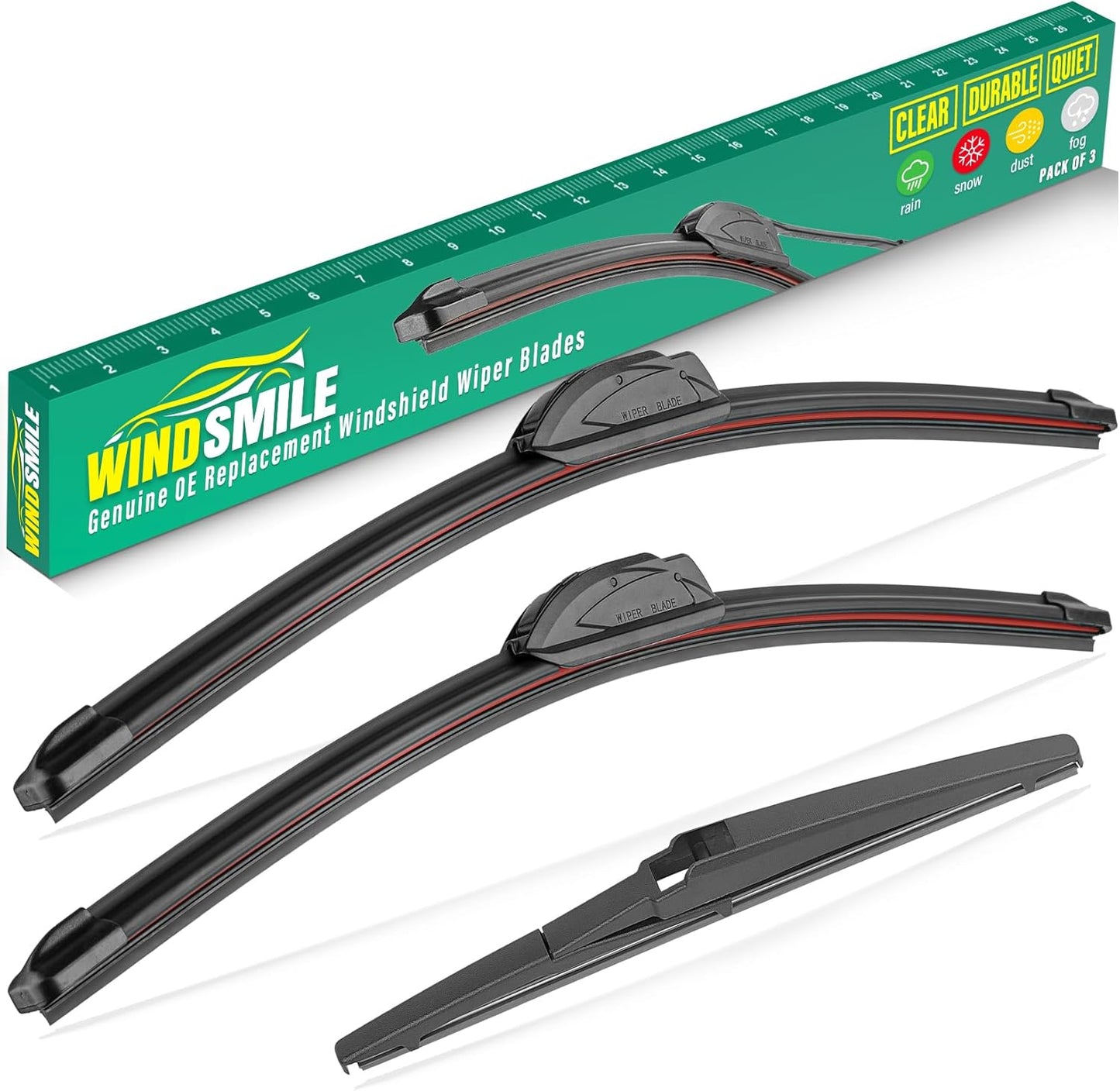 26" 22" 12" Windshield Wiper Blades Replacement for Toyota Venza 2009 2010 2011 2012 2013 2014 2015 2016 Premium All Weather Front Rear Wipers Set - OEM Quality (Pack of 3)