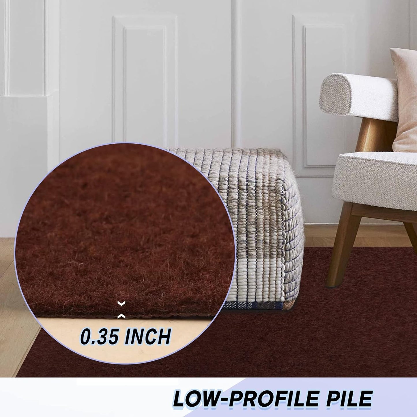 Custom Size Backed Non-Slip Area Rugs Runner, Easy Clean, Waterproof Runner Rugs for Hallway Entryway, Kitchen, Laundry, 3FT x 4FT, Brown