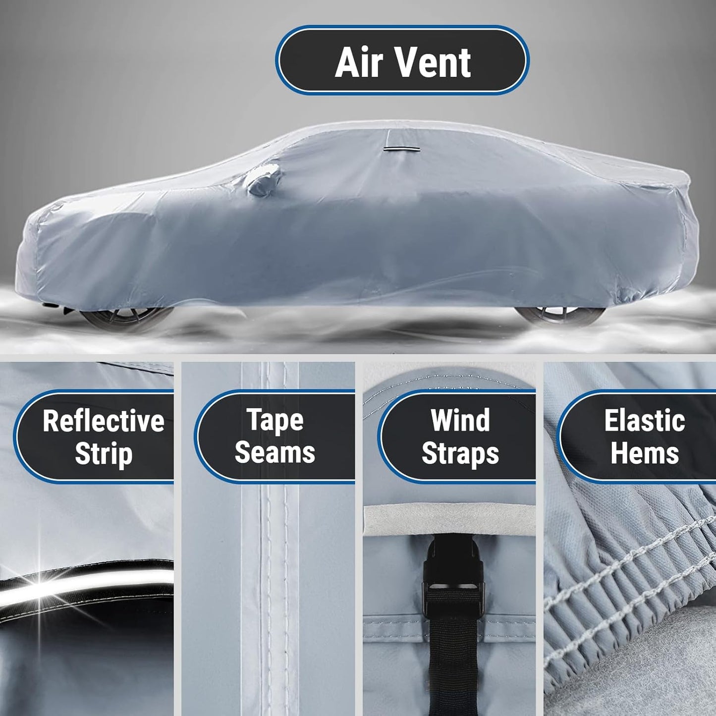 iCarCover Custom Car Cover for Pontiac G8 Sedan (2008-2009) Waterproof All-Weather Rain Snow UV Sun Protector Full Exterior Indoor Outdoor Car Cover (Stripe - Gray/Black)
