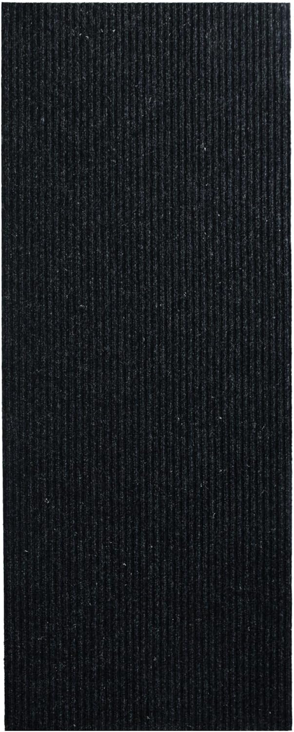 iCustomRug Spartan Weather Warrior Indoor/Outdoor Utility Ribbed Carpet Runner with Non-Slip Thermoplastic Rubber Backing, 3ft X 24ft in Black