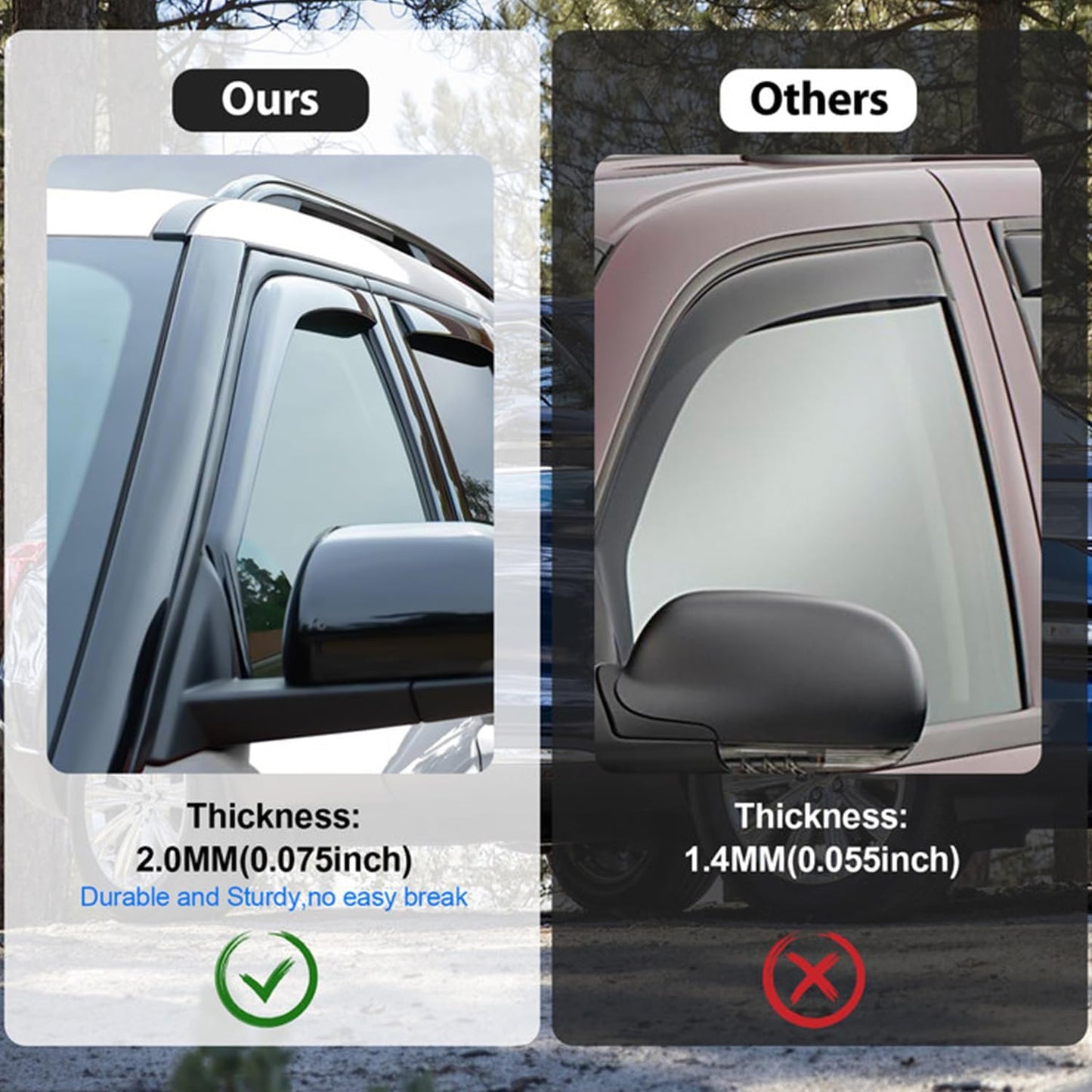 Nilight in Channel Rain Guards for Tacoma 2005 2006 2007 2008 2009 2010 2011 2012 2013 2014 2015 Double Cab Original Window Deflectors, Vent Window Visors-4PCS