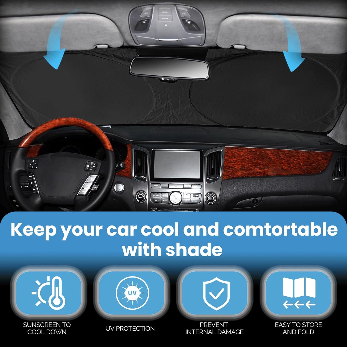 Custom Fit Corolla Windshield Sunshade for 2009-2012 2013 Toyota C-orolla Hatchback Sedan Accessories (Not for Corolla Cross) Front Window Shield Cover Sun Visor Protector Block UV Rays