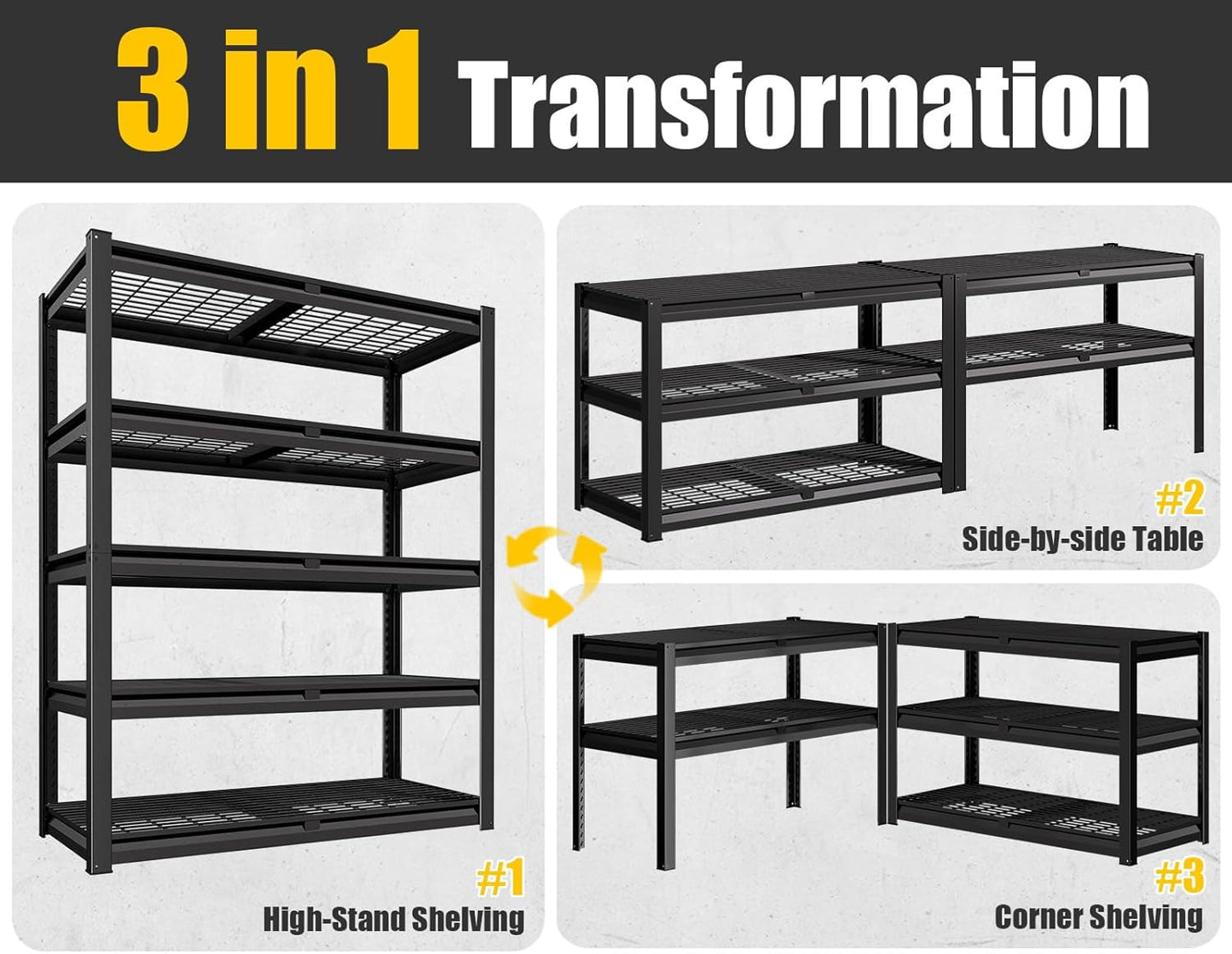 PrimeZone Heavy Duty Garage Shelving 5 Tier Heavy Duty Storage Shelves Adjustable Industrial Metal Wire Shelf Unit for Garage,Basement,Pantry,Warehouse,Commercial,36" W X 16" D X 72" H 4Pack
