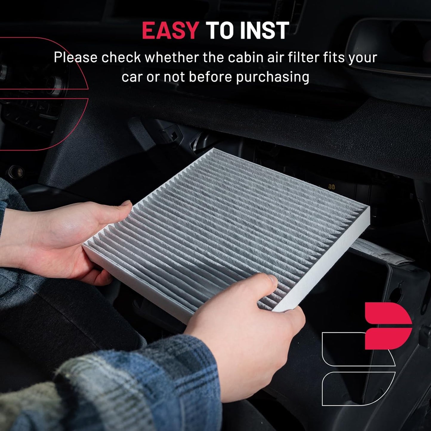 BDFHYK CF12237 Cabin Air Filter with Activated Carbon Compatible with Nissan 2017-2021 NV200 2.0L l4, 2015-2019 Micra 1.6L l4, 2014-2019 Versa/Versa Note 1.6L l4