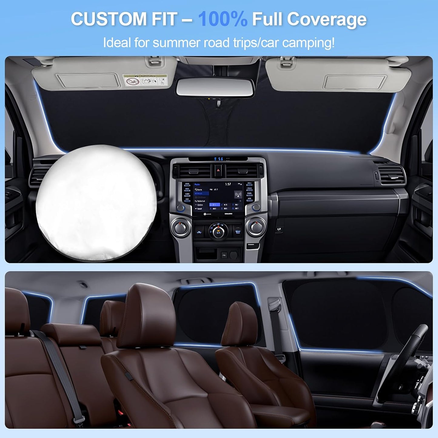 8pcs Car Window Shades for Volvo XC60 2018-2024 2025 Accessories,Windshield Side Rear Full Sunshade,Sun Visor UV Blocking, Privacy Protection and Blackout for Camping Outdoor