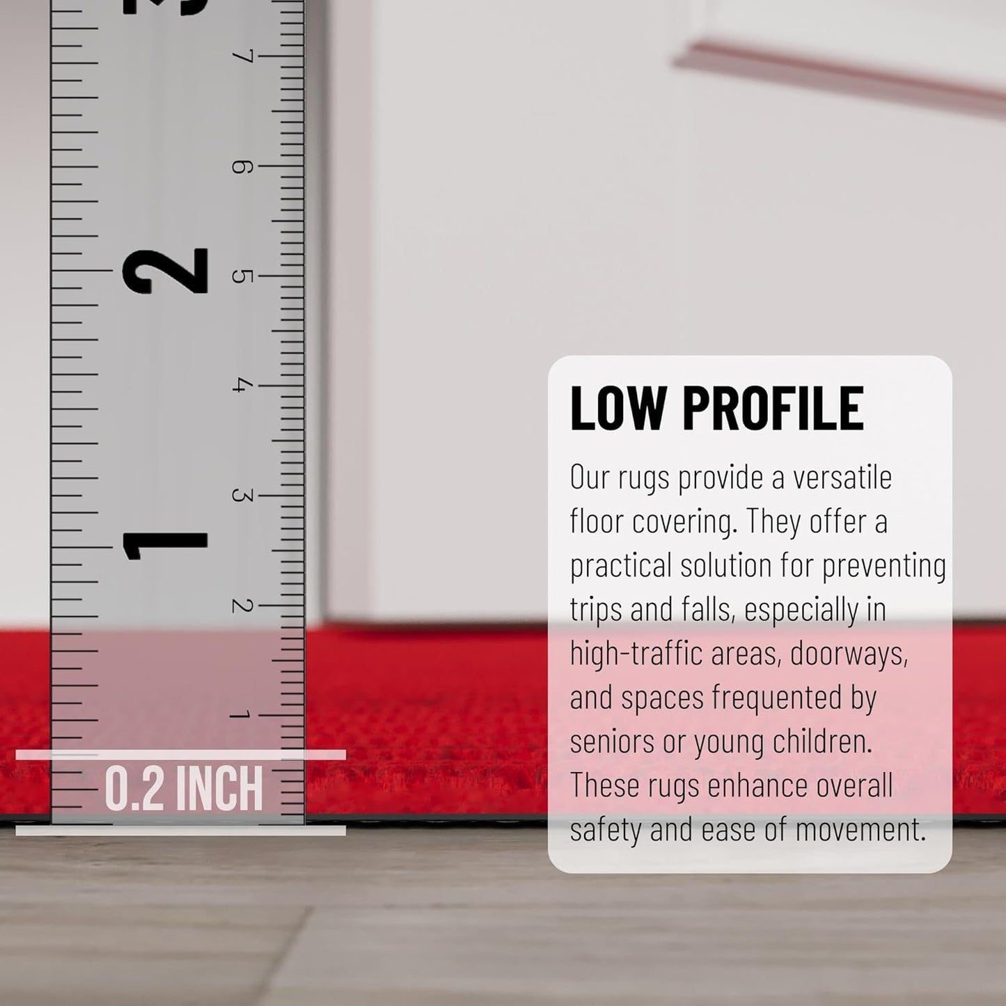Ottomanson 2'7" x 7' Hallway Runner with Scraper Pile Extra Durable Non-Slip Rug Mat for Indoor & Outdoor Use - Ideal for Kitchen, Entryway, Patio & Garage - High-Traffic Carpet, Red