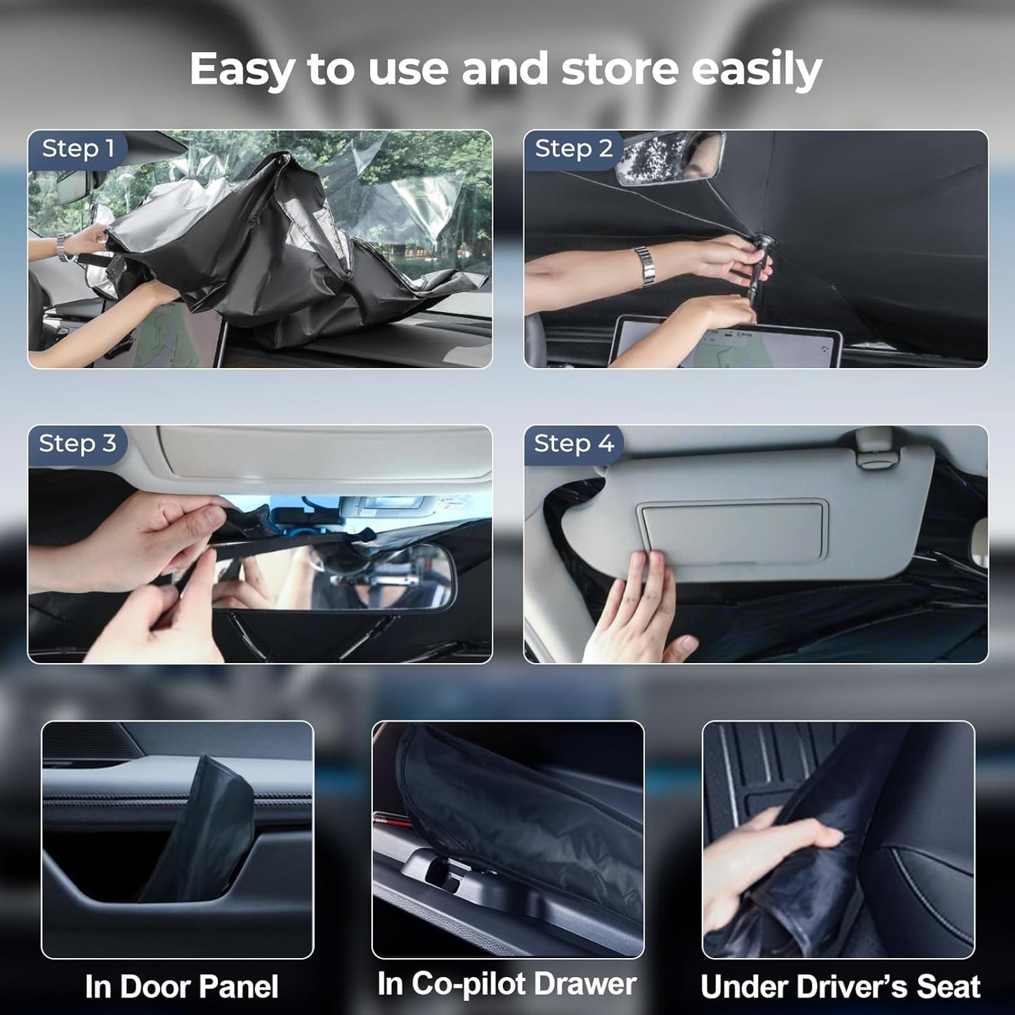 Windshield Sun Shade Umbrella: for Mazda CX-5-2017-2025 - Front Custom Car Window Shades - Double Thickened Foldable Mazda CX-5 Sunshades Block UV Keep Cool