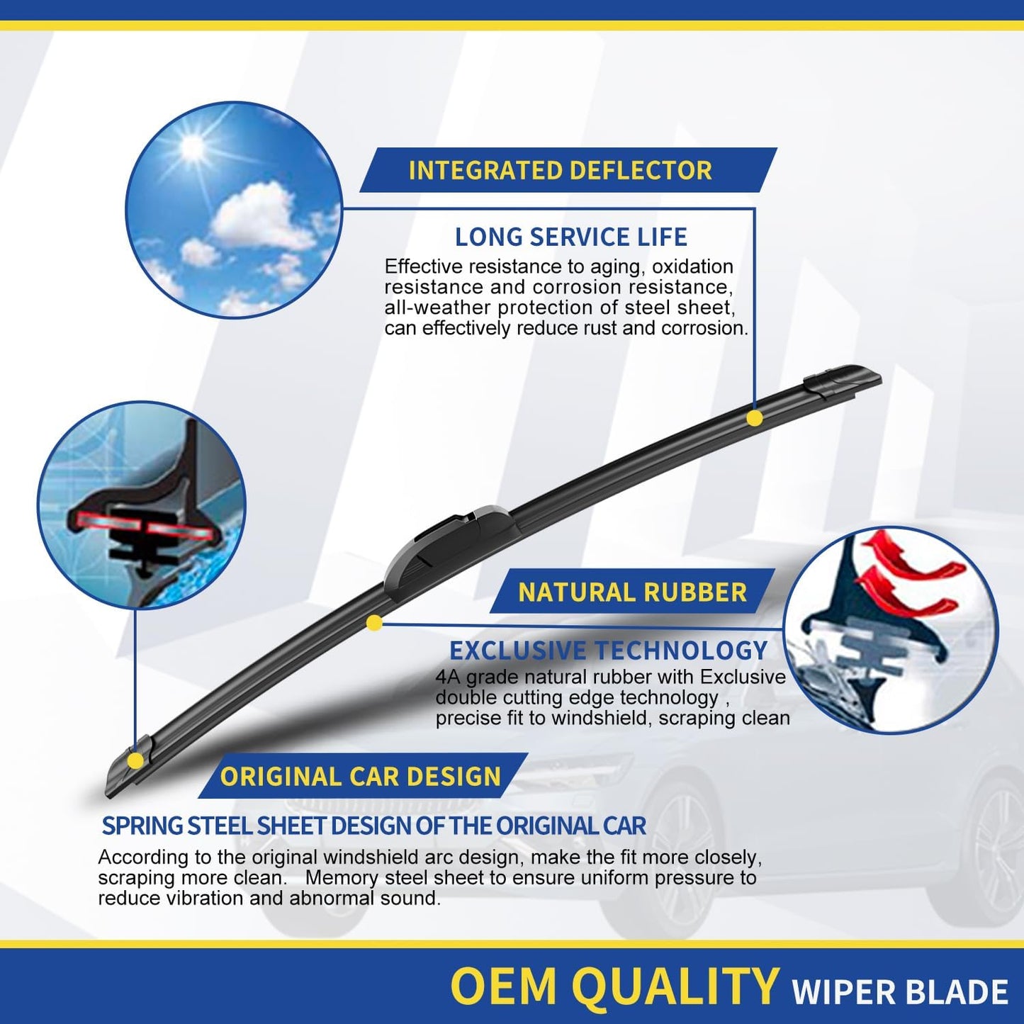 3 wipers Replacement For 2005 2006 2007 2008 2009 2010 Toyota Sienna Original Equipment Windshield Wiper Blades - 26"+19"+16" (Set of 3) U&J HOOK