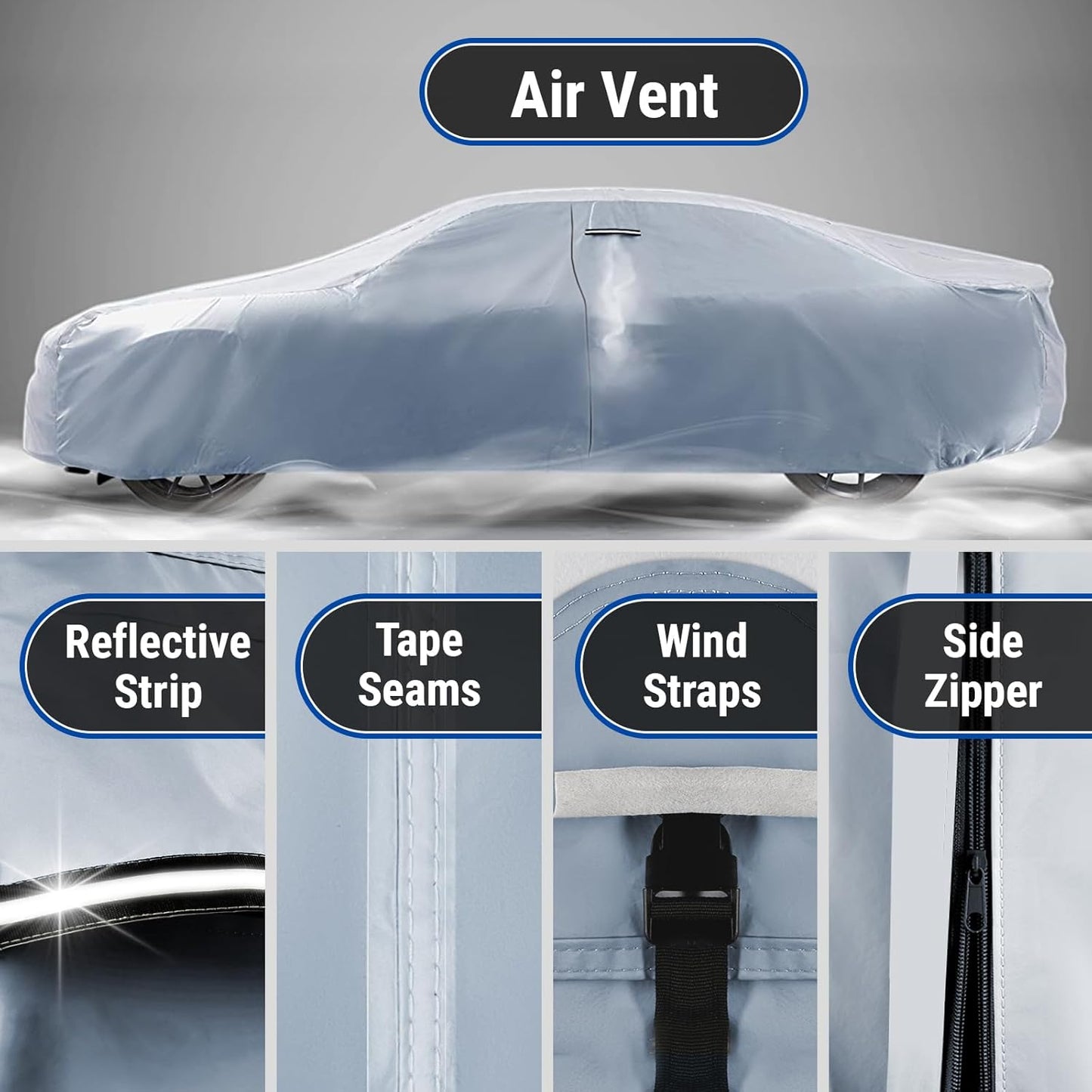 iCarCover Premium Car Cover for 1971-1976 Pontiac Parisienne 4-Door Heavy Duty Waterproof All-Weather Automobiles Custom Fit Indoor Outdoor UV Snow Protection Covers with Straps and Bag