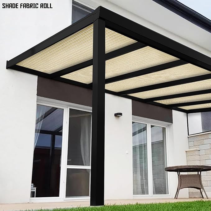 TANG Sun Shade Fabric Roll 8'x23' Shade Cloth for Garden Beige HDPE Mesh Shading Pergola Cover Replacement Canopy, 95% Blockage Sunshades for Outdoor Patio Backyard Plant