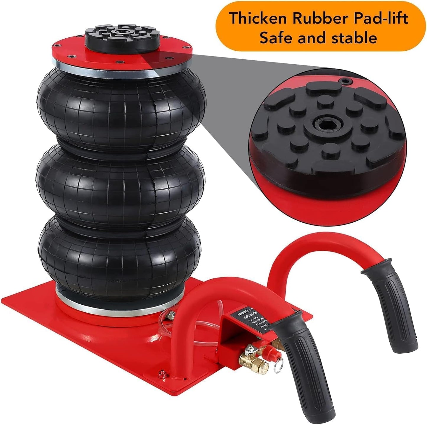 Air Jack,Heavy Duty 3 Ton/6600 lbs Air Bag Jack-3-Ply Pneumatic Lift up to 17.7 inch/450 mm for Cars/SUVs,Portable with Semi Round Handle