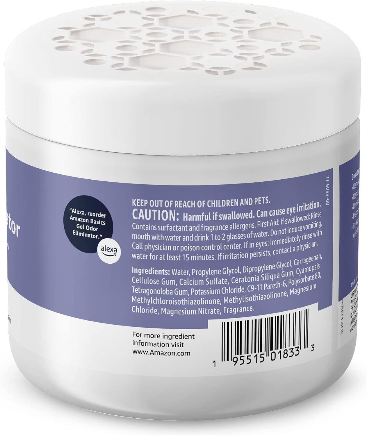 Amazon Basics Gel Odor Eliminator, Activated Charcoal, Lavender, 17 Oz, Pack of 1