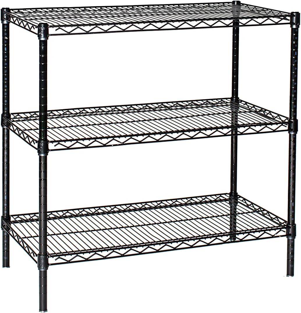 Omega 30" Deep x 72" Wide x 80" High 3 Tier Black Starter Shelving Unit