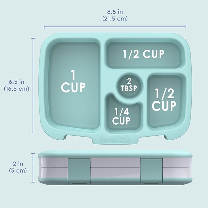 Bentgo Kids Prints Leak-Proof, 5-Compartment Bento-Style Kids Lunch Box - Ideal Portion Sizes for Ages 3-7, Durable, Drop-Proof, Dishwasher Safe, & PFAS & BPA-Free Materials (Sea Life)