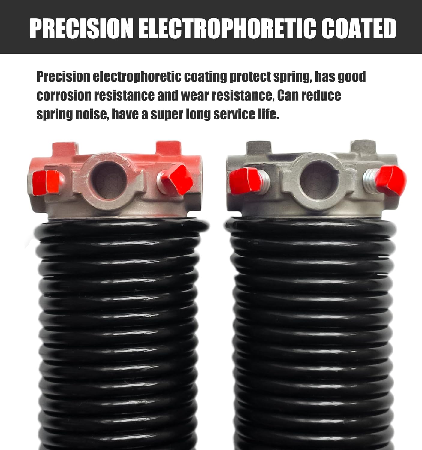 Garage Door Torsion Spring Set, Pair of 2" Electrophoresis Coated Garage Door Spring Replacement with 2 Non-Slip Winding Bars and Bearing, Minimum 16000 Cycles (.243x2x27)