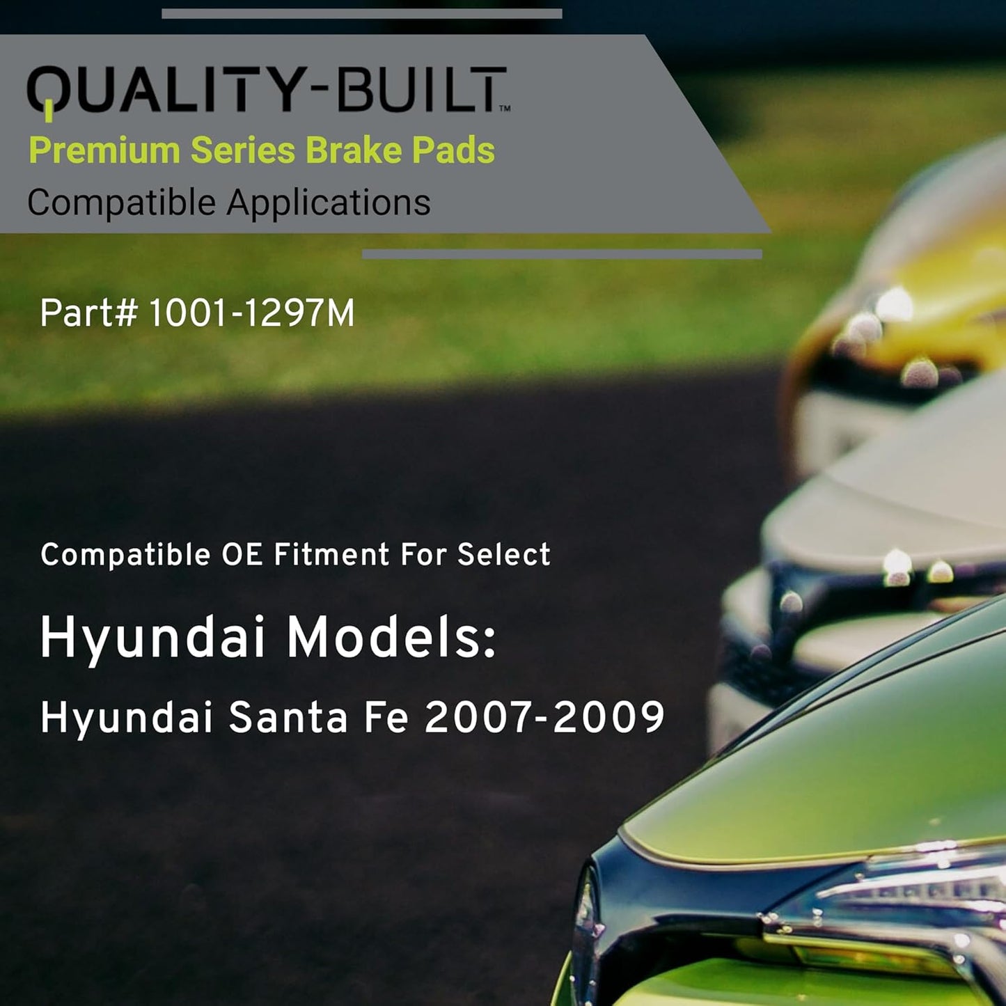 Premium Semi-Metallic Rear Brake Pads (1001-1297M) Compatible with Hyundai Santa Fe 2007-2009