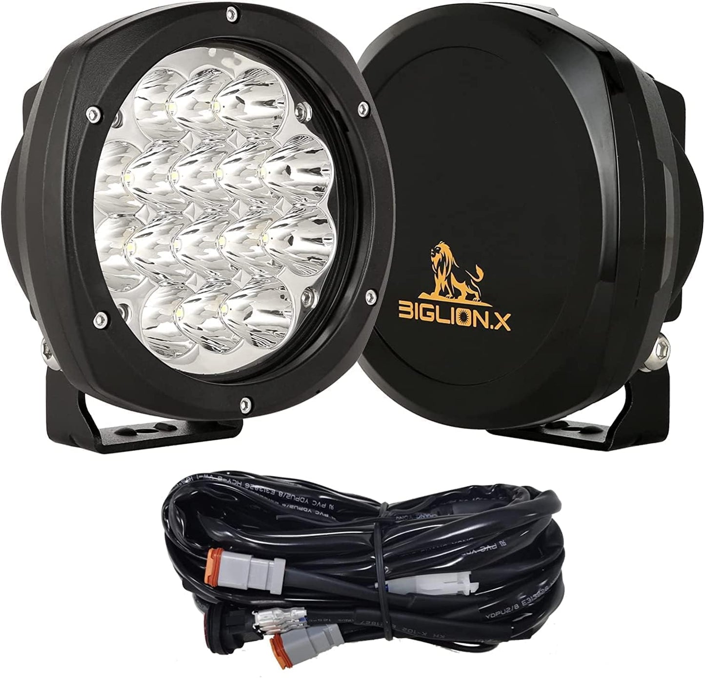 BIGLION.X 5Inch 160W Round Led Driving Lights Off Road Spot Lights Offroad Driving Light Bar 18800LM with Wiring Harness Waterproof IP69K 12V 24V for Pickup Trucks ATV UTV SUV