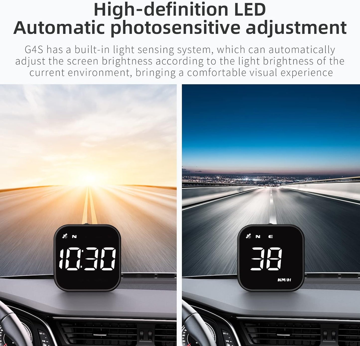 G4S Digital GPS Speedometer, New HUD Car Head Up Display with Digital Speed in MPH KPH, Universal for Cars Truck Electric Hybrid Automobile (G4S-White)