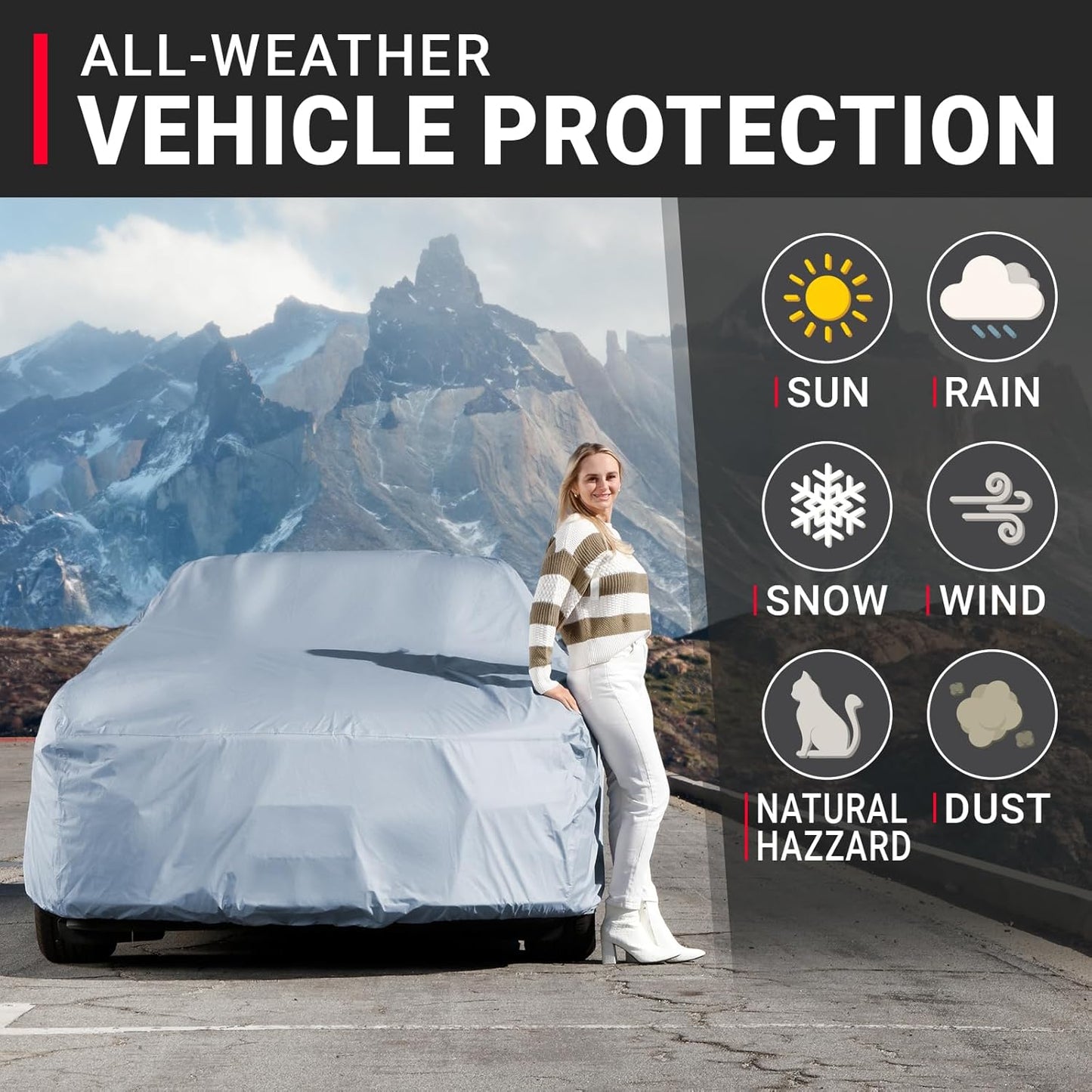 iCarCover Premium Car Cover for 1977-1985 Chevy Impala 4-Door, 2-Door Heavy Duty Waterproof All-Weather Automobiles Custom Fit Indoor Outdoor UV Snow Protection Covers with Straps and Bag