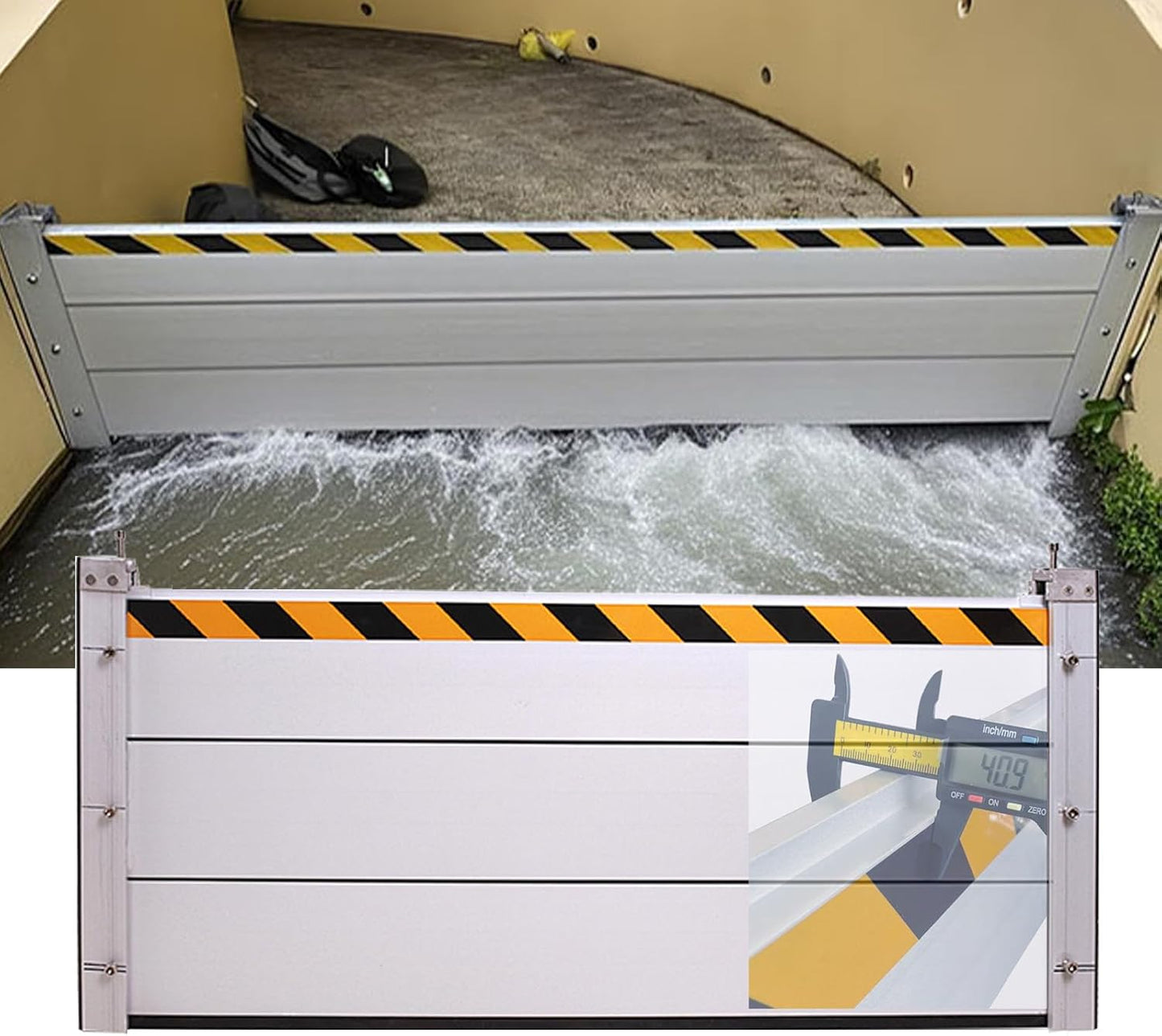Reusable Heavy Duty Aluminum Flood Barriers for Home Exterior, Flood Protection Barriers Water Barrier Door Quick Detachable Garage Doors Detachable Mobile Rain Water Baffle (H 7.9 inch L 8FT)