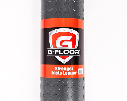 G-Floor Large Coin Pattern Vinyl Garage Floor Protector Mat (8'6" x 24', Slate Grey), Extremely Durable, Waterproof Parking Pad and Flooring