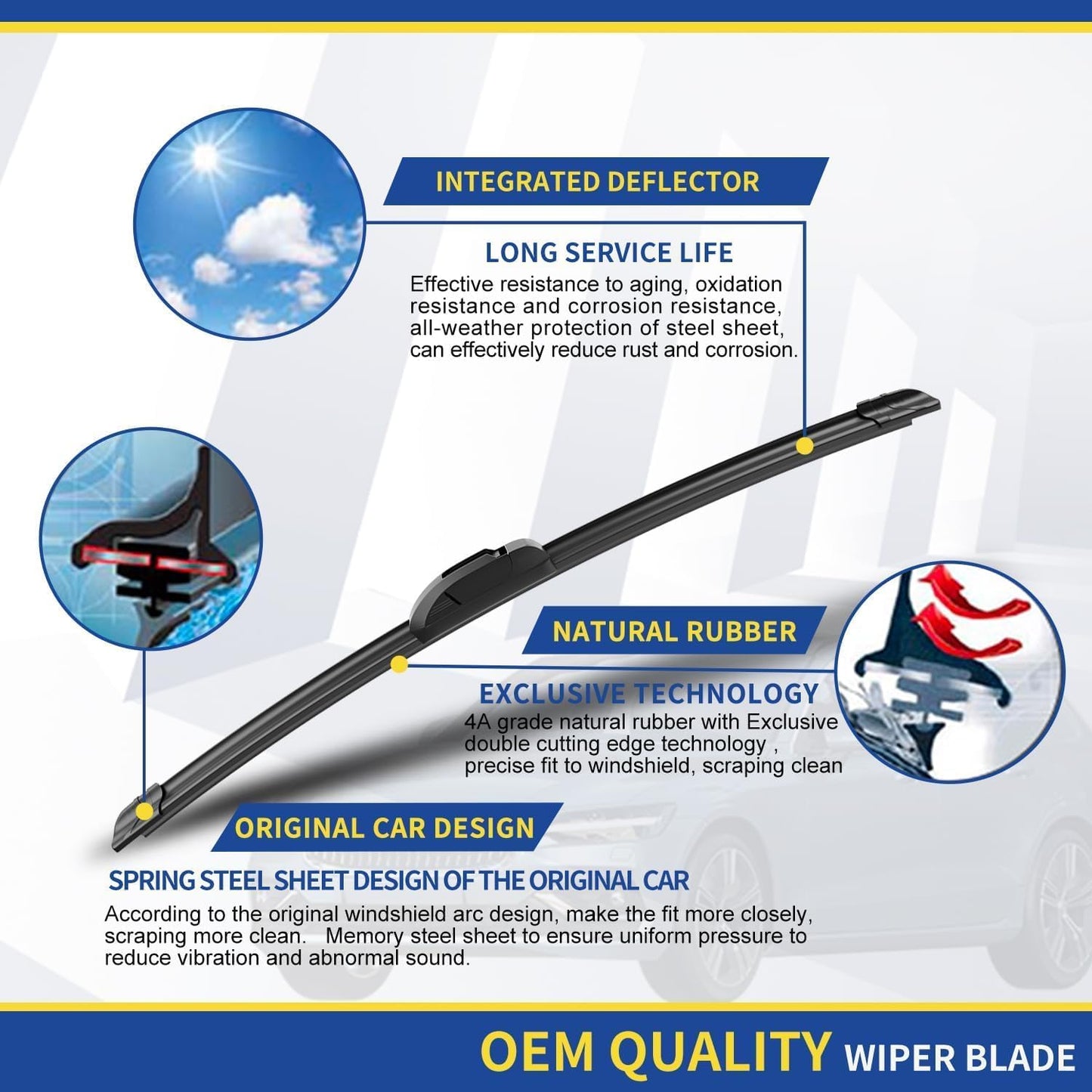 3 wipers Replacement for 2018 2019 2020 2021 GMC Terrain Original Equipment Windshield Wiper Blades Set 24"+18"+12" (Set of 3) U/J HOOK