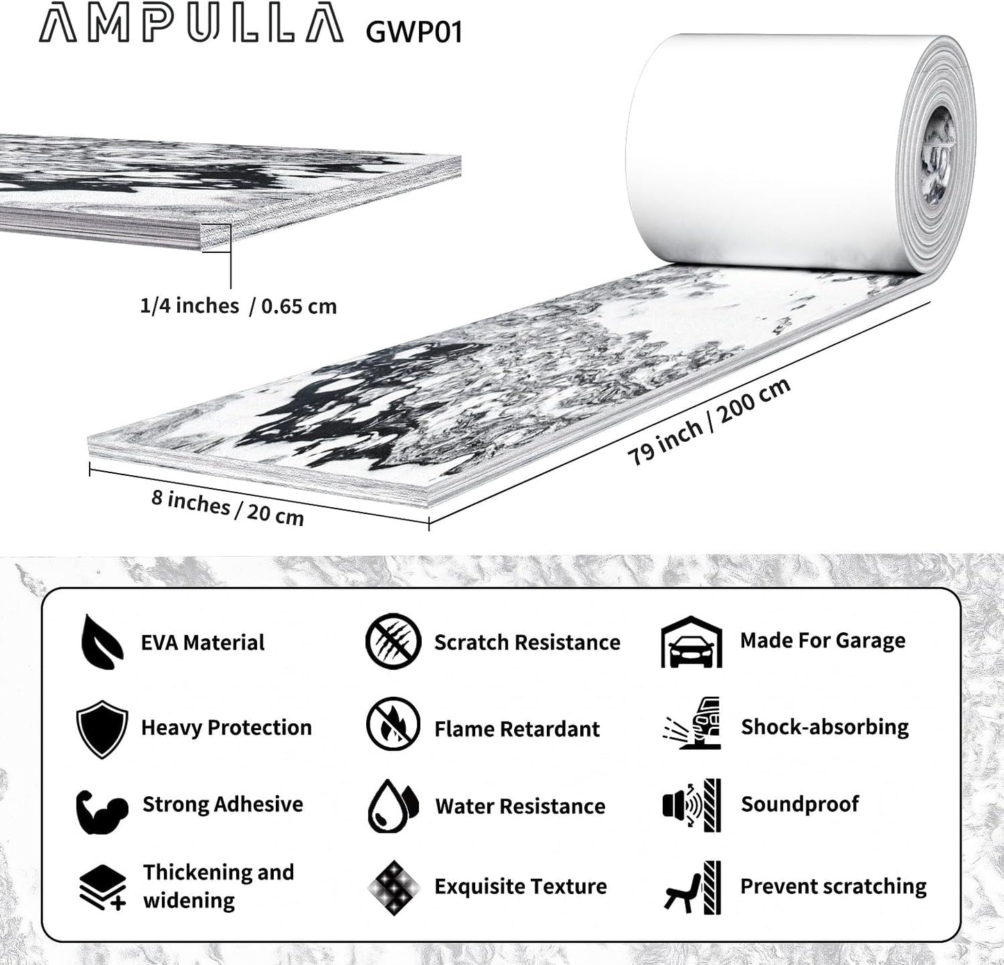 GWP01 Garage Wall Protector Car Door Protectors Bundle (Black & Marble Grain & Wood Grain 6-Pack)