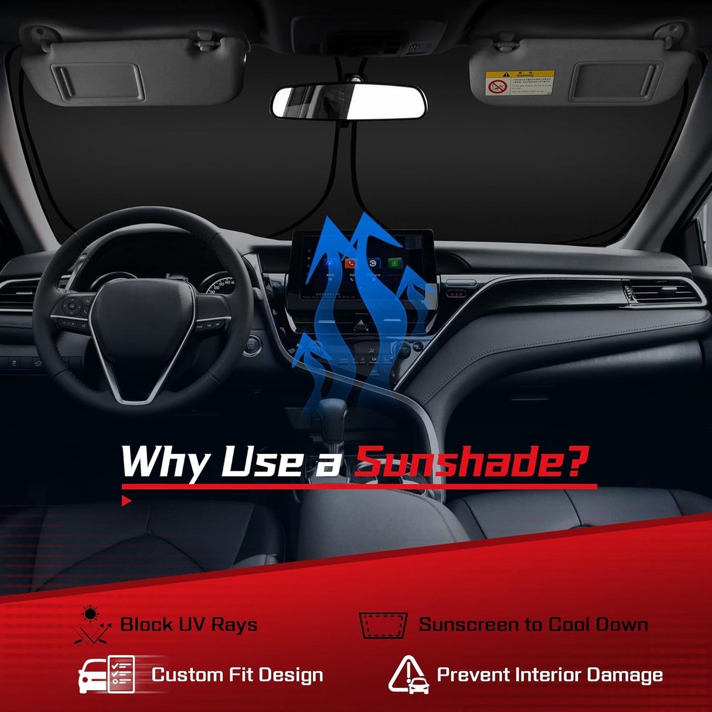 ARISMOTOR Windshield Sun Shade for Chevrolet Chevy Colorado 2023-2025 2026, Custom Fit Foldable Front Window Sunshade Sun Visor Protector, Block UV Rays Keep Your Car Cooler