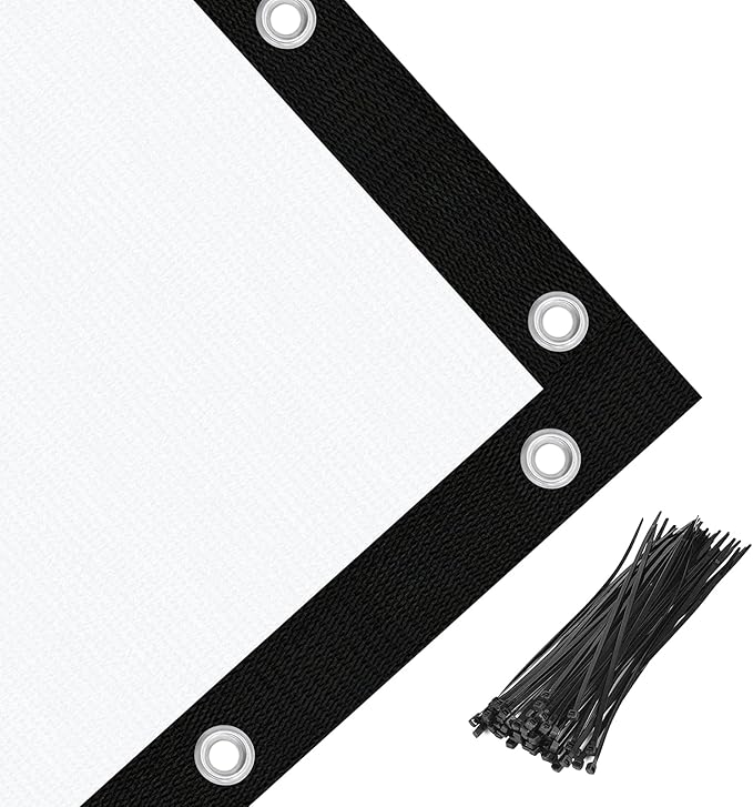 Amagenix 90% Pergola Shade Cover 7' X 12' Sun Shade Cloth with Grommets for Outdoor Garden Patio Porch, Commercial Grade 200 GSM - Cable Zip Ties Included (We Customized) GN108, White