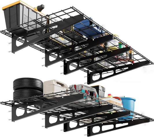 GarveeHome 2 Pack 2x6ft Garage Storage Shelving Wall Mounted, 24-inch-by-72-inch 1600 Lbs Heavy Duty Sturdy Storage Shelves, Wall Shelves Folding Storage Garage Organization for Warehouse, Laundry