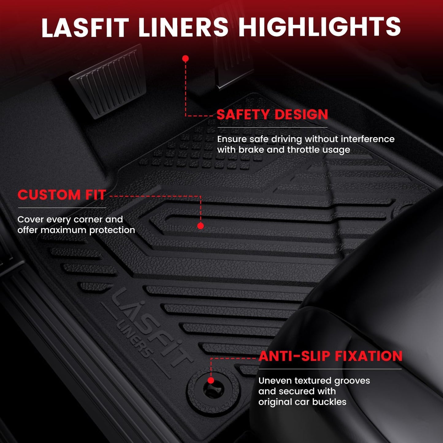 LASFIT Floor Mats & Cargo Mat Fit for Mazda CX-30 2025-2020 Custom Fit TPE All Weather Car Mats 2025 2024 2023 2022 2021 2020 Floor Liners & Trunk Mat Full Set Accessories for Mazda CX30, Black