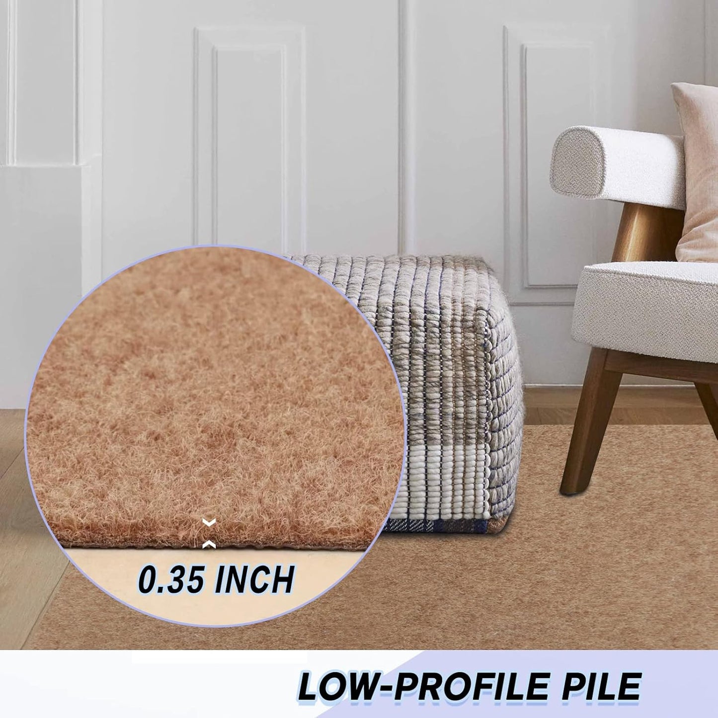 Custom Size Backed Non-Slip Area Rugs Runner, Easy Clean, Waterproof Runner Rugs for Hallway Entryway, Kitchen, Laundry, 3FT x 73FT, Beige